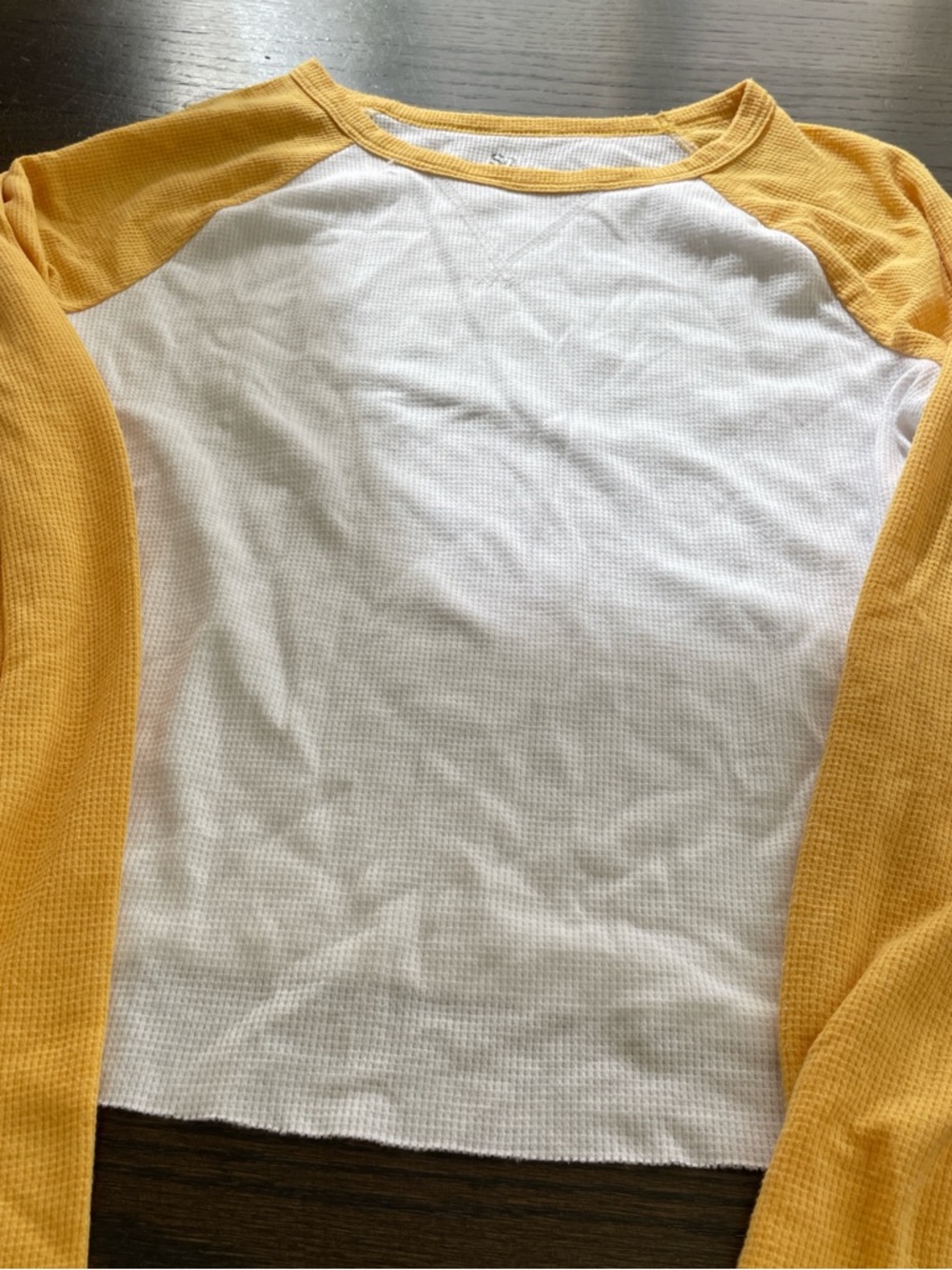 SO Yellow and White Waffle Knit Henley - Picture 1 of 3